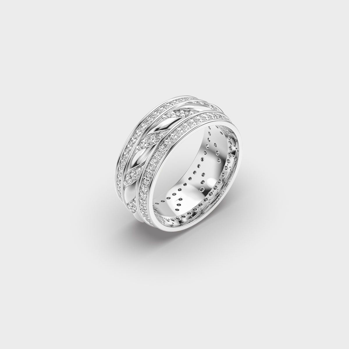 Twisted Rope Pave Diamond Band Ring - View 8