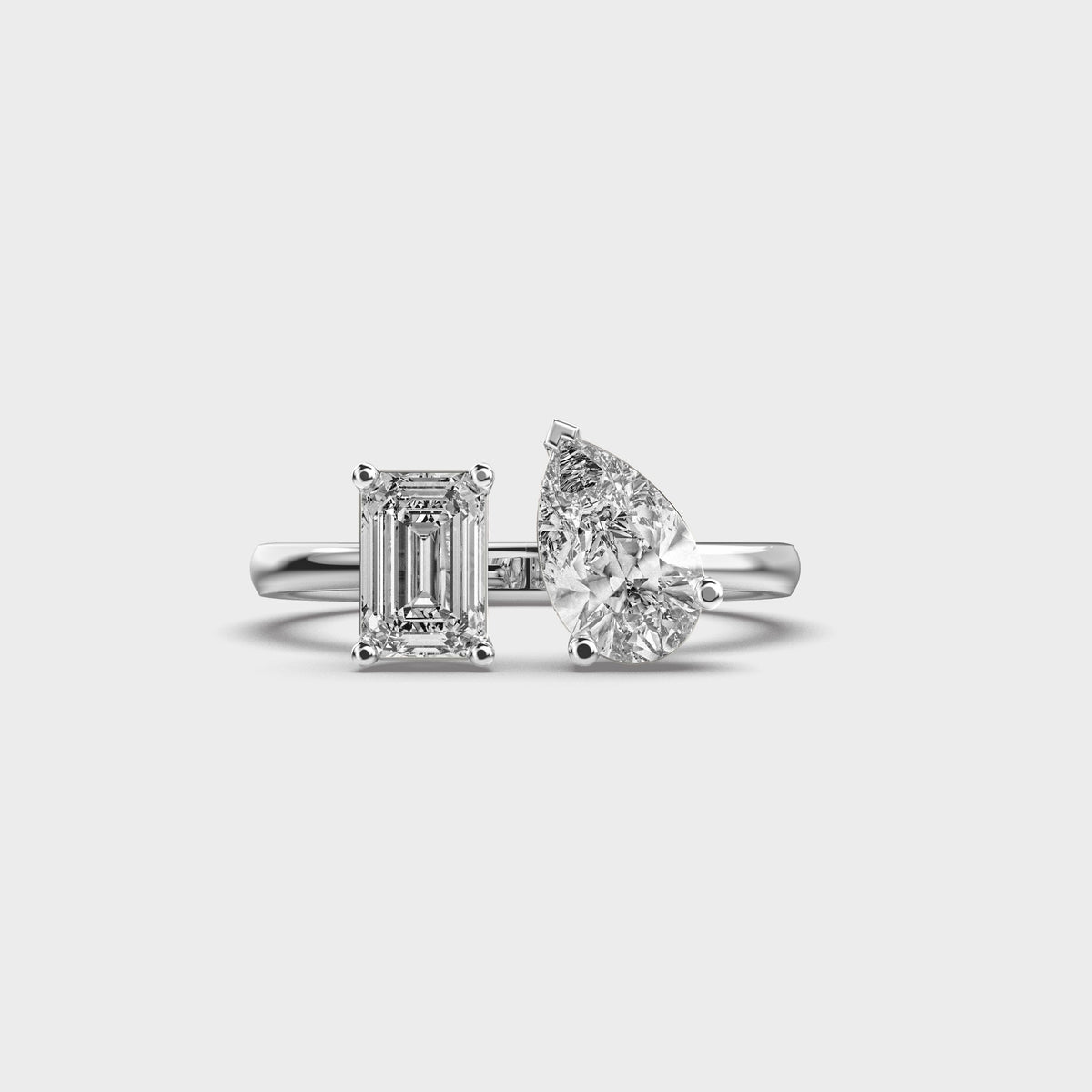 Toi Et Moi Emerald & Pear Diamond Ring - View 6
