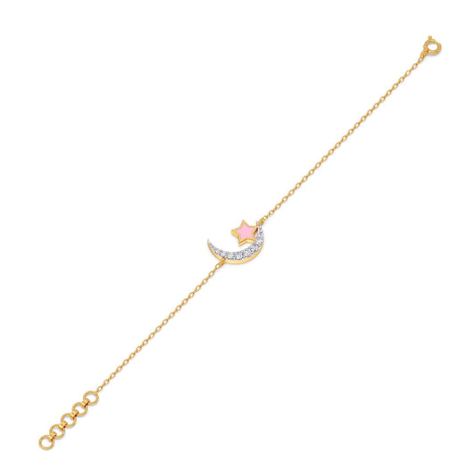 Pink Stardust Moon Diamond Kids Bracelet