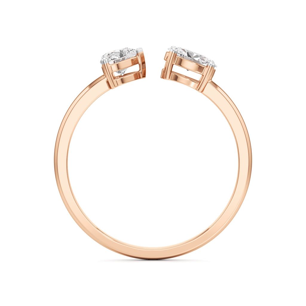 Heart and Pear Diamond Open Ring