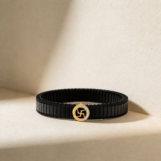 Swastika Wheel Diamond Men's Bracelet
