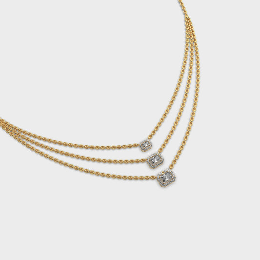 Three Layered Chic Diamond Necklace