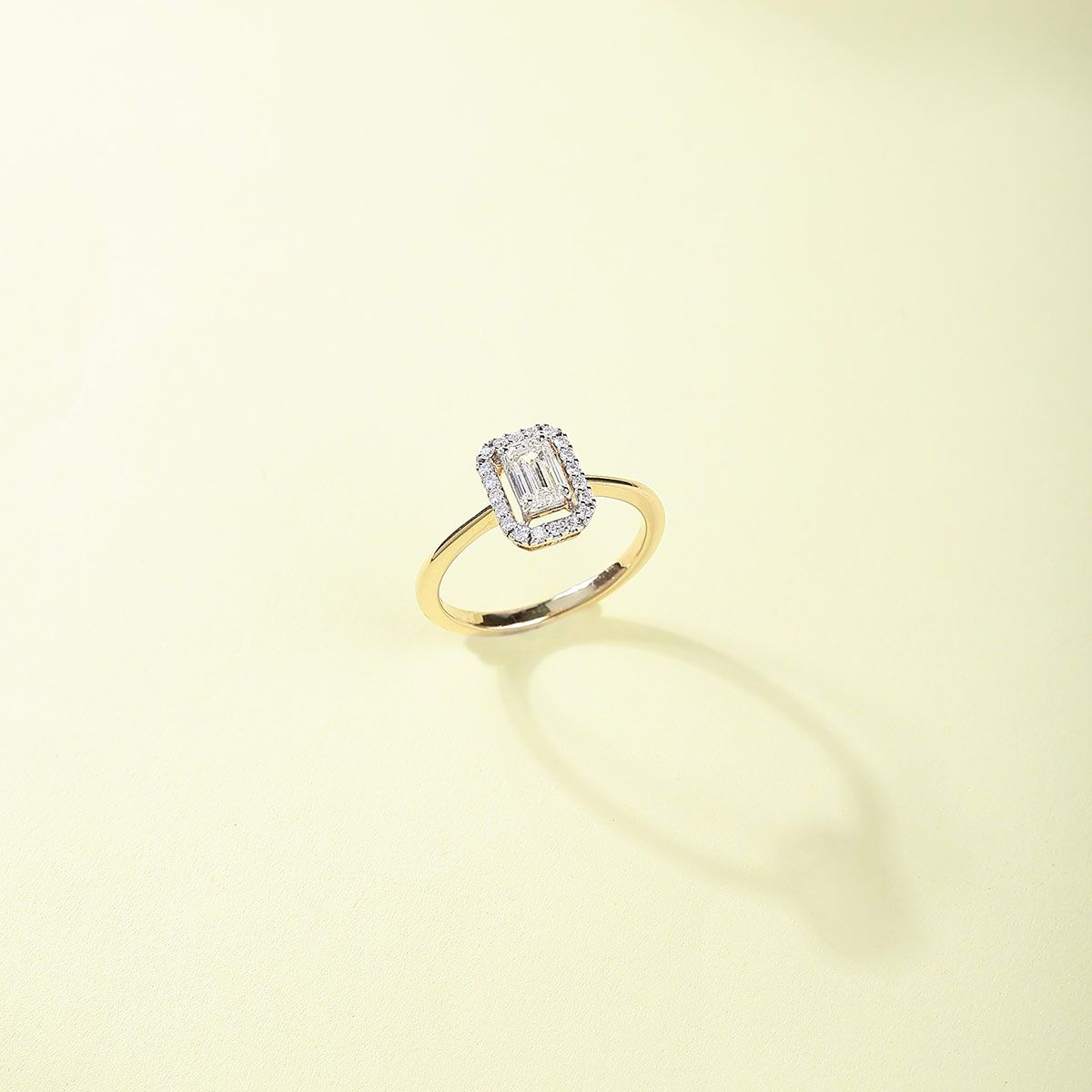 Emerald Diamond Halo Band Ring - View 6