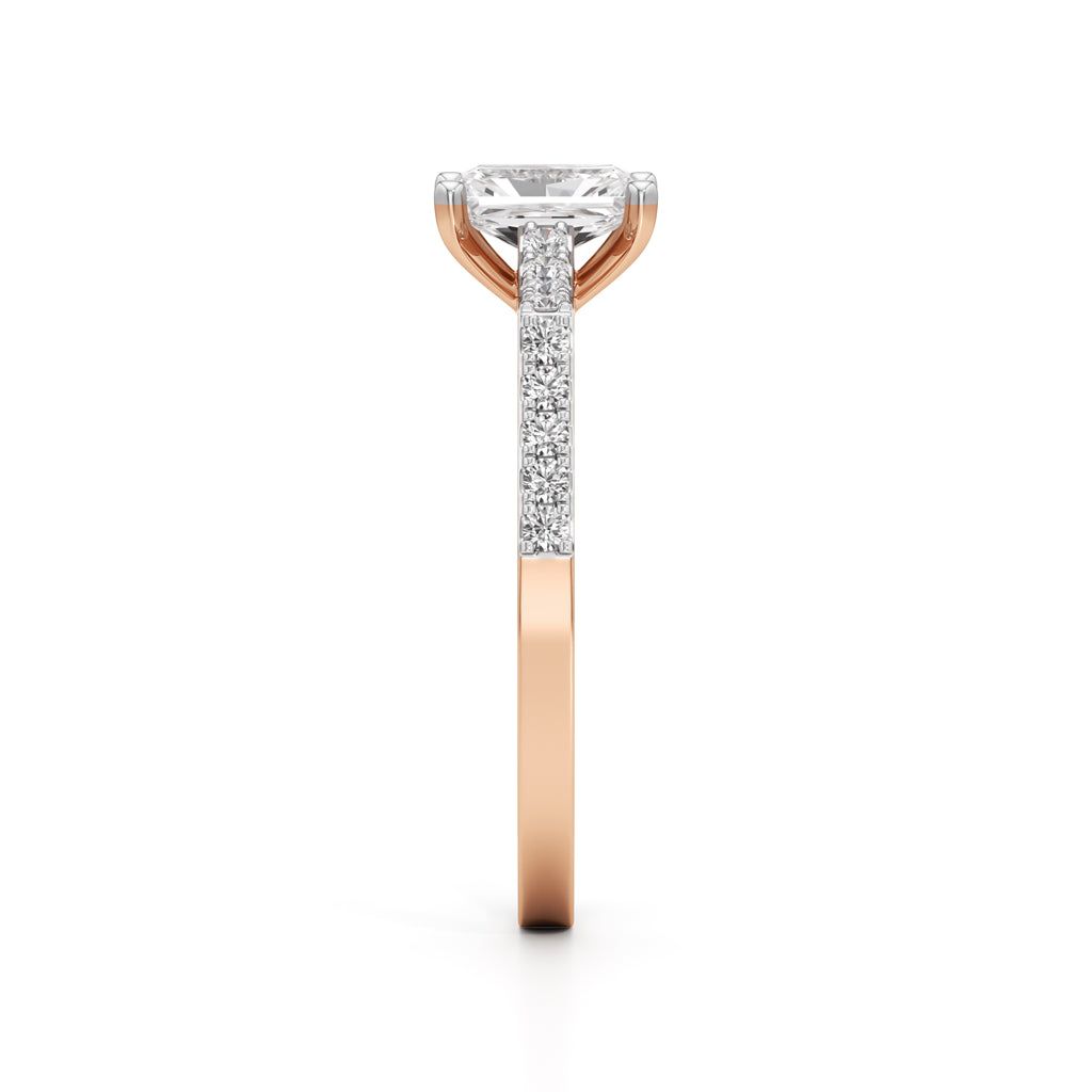 Radiant Cut Solitaire Pave Ring