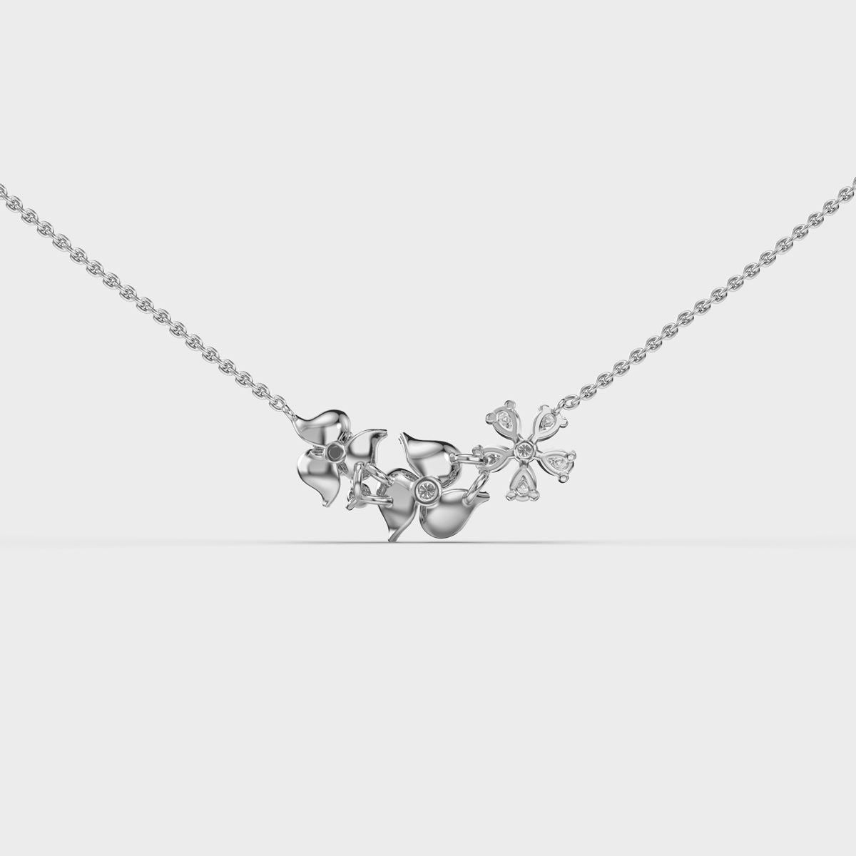 Tres Flowers and Petals Diamond Necklace