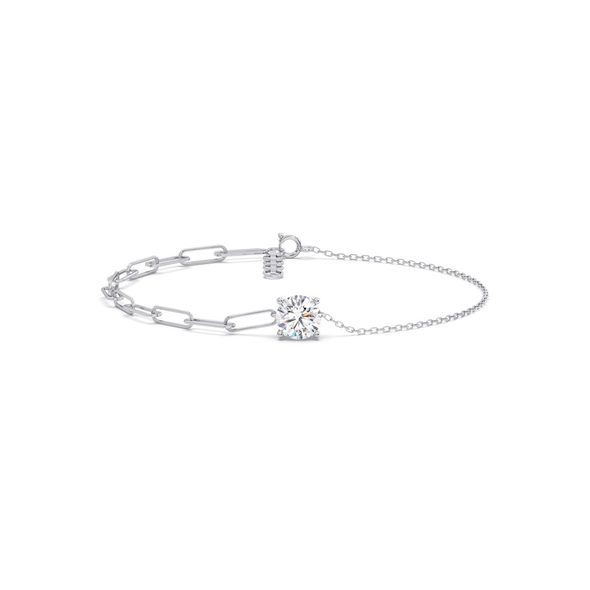 0.95 ct Round Solitaire Paperclip Chain Bracelet