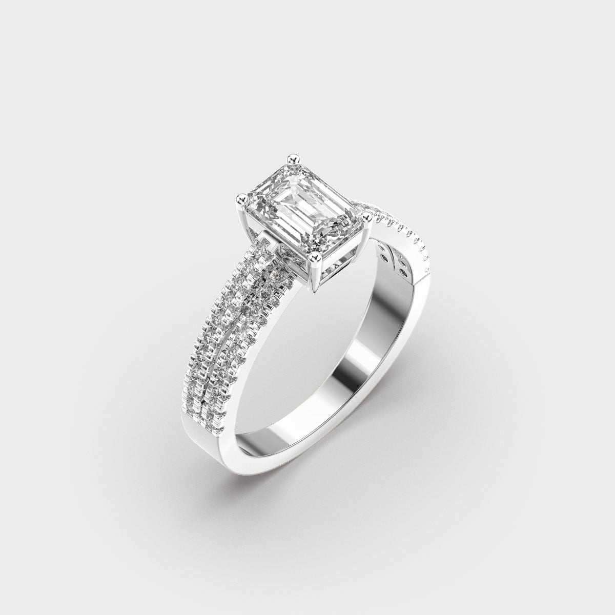 Elvira Emerald Cut Diamond Ring - View 27