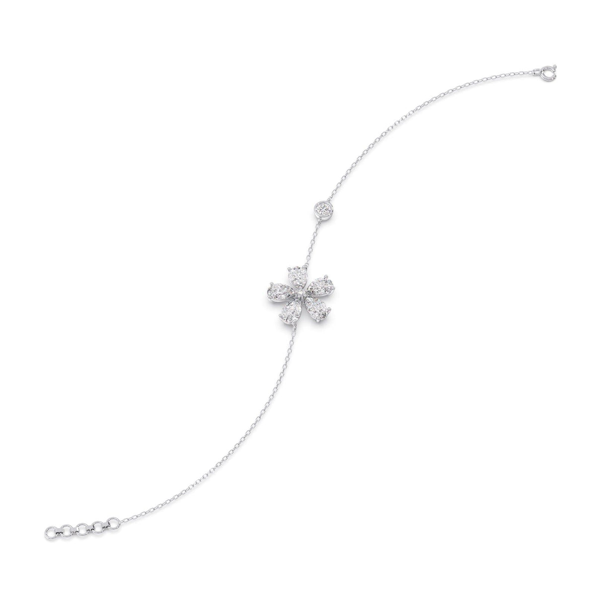 Delicate Floral Round Diamond Bracelet