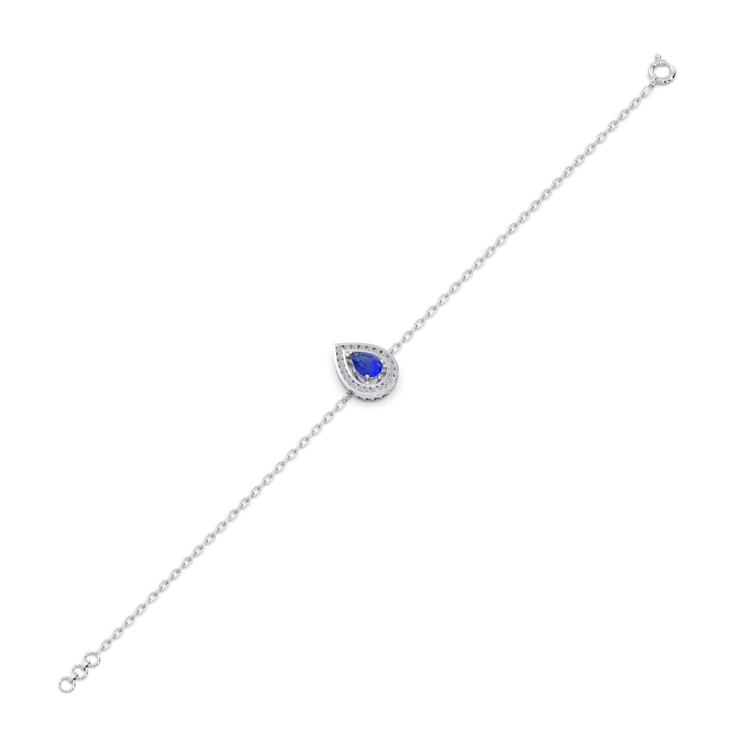 Blue Teardrop Halo Diamond Bracelet