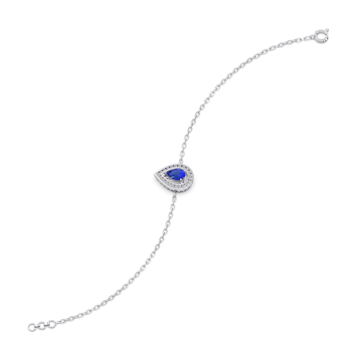 Blue Teardrop Halo Diamond Bracelet