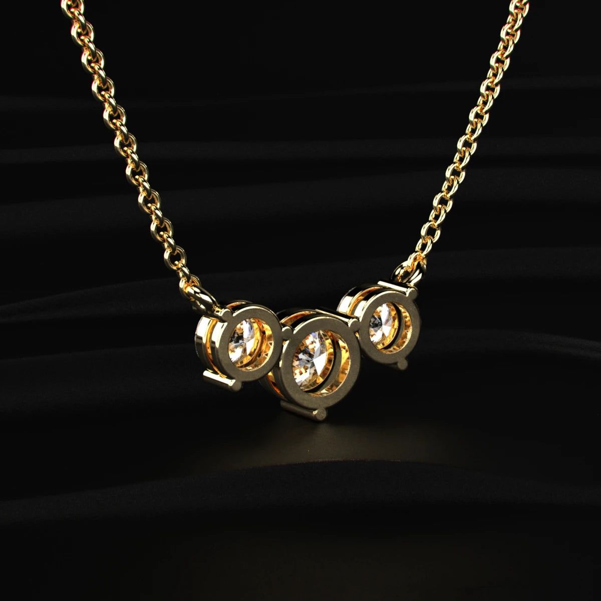 Classic 3 Round Diamond Necklace