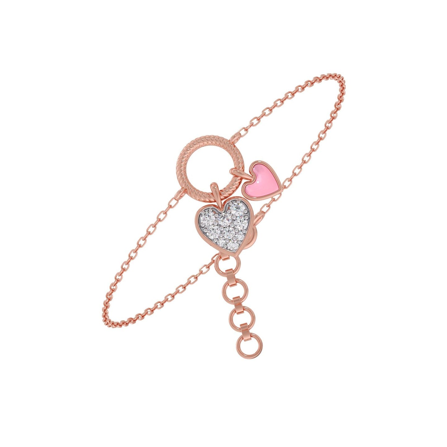 Twinkling Twin Hearts Diamond Kids Bracelet