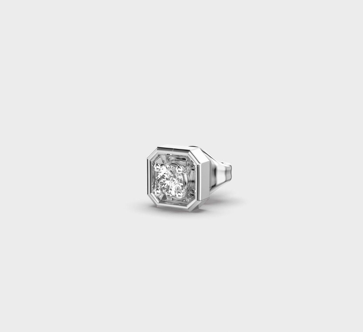 Octagonal Round Diamond Amber Stud For Men