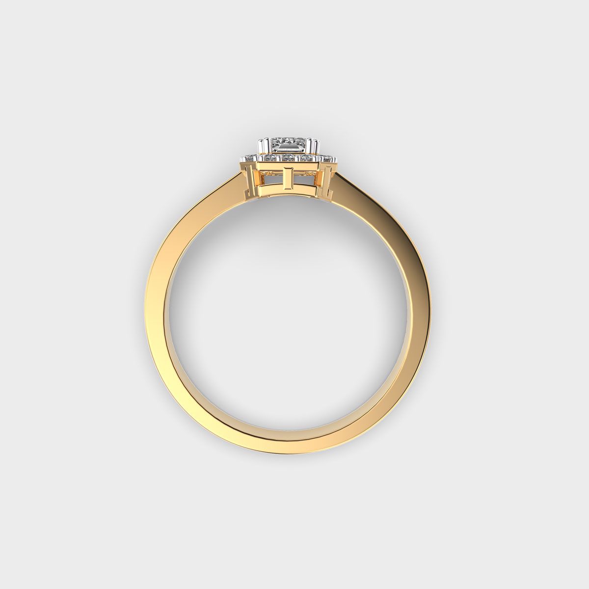 Emerald Diamond Halo Band Ring - View 4