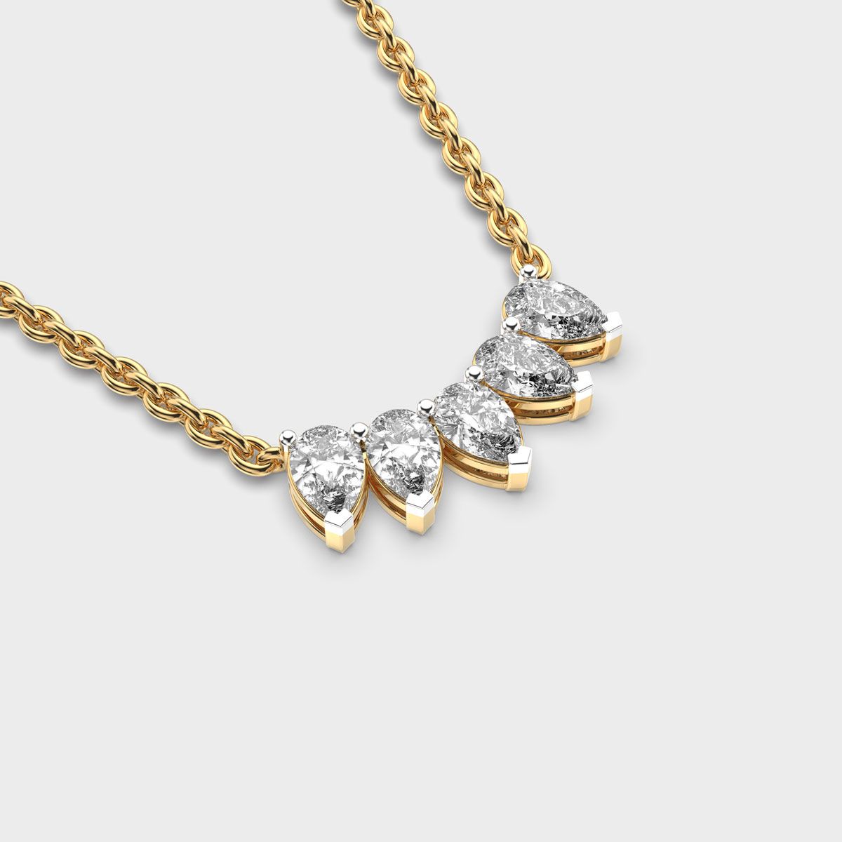 Inverted Tiara Pear Diamond Necklace