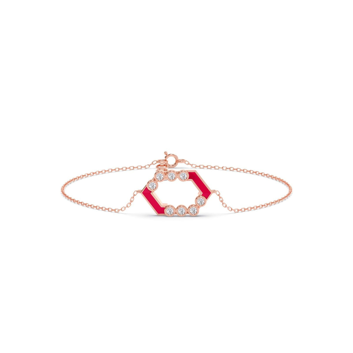 Hexora-Enamel Scarlet Diamond Chain Bracelet
