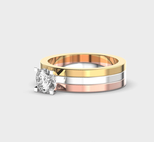 Dual Tone Square Diamond Band Ring - View 2