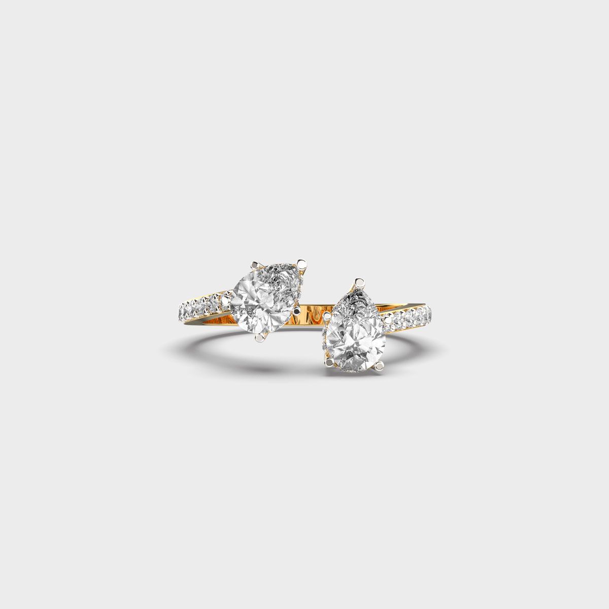 Double Drop Pear Diamond Ring - View 1