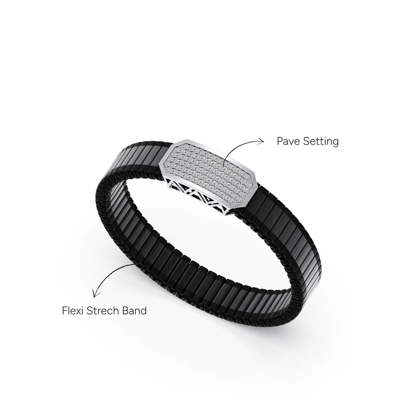 Vertex Shield Pave Diamond Men's Bracelet