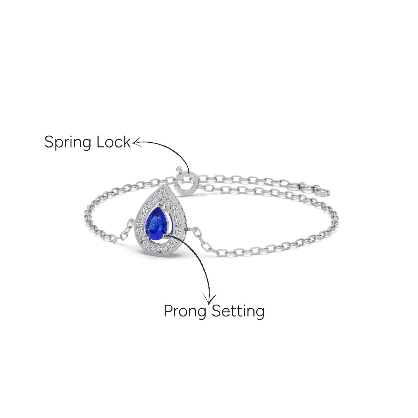 Blue Teardrop Halo Diamond Bracelet