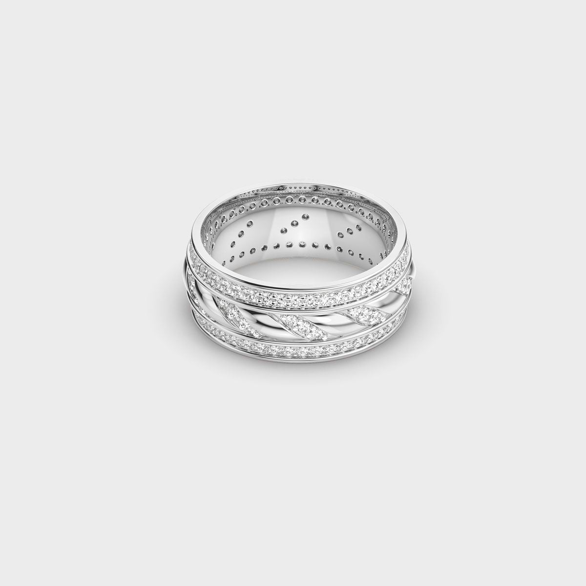 Twisted Rope Pave Diamond Band Ring - View 7