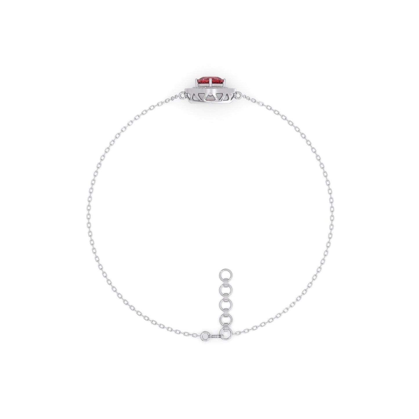 Red Cushion Halo Diamond Bracelet