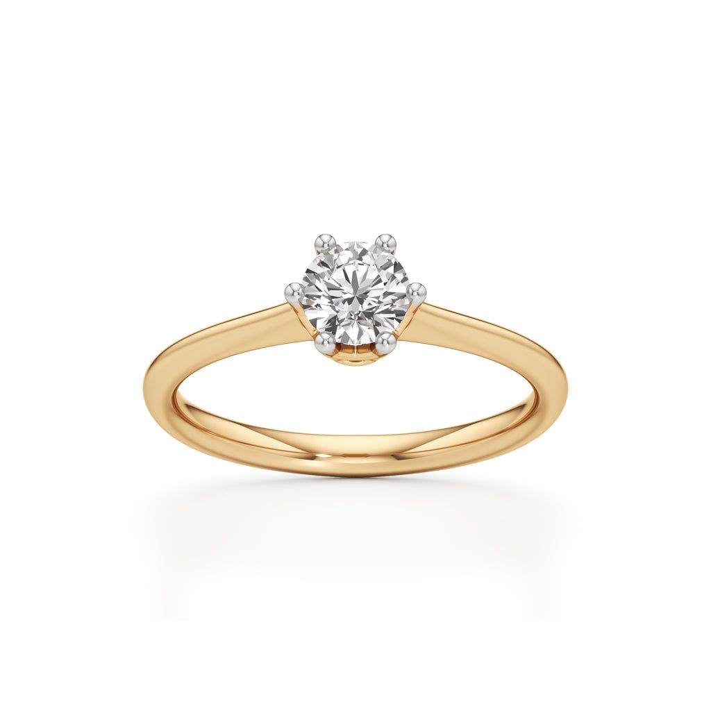 Crystellea 0.50Ct Six Prong Round Cut Solitaire Ring