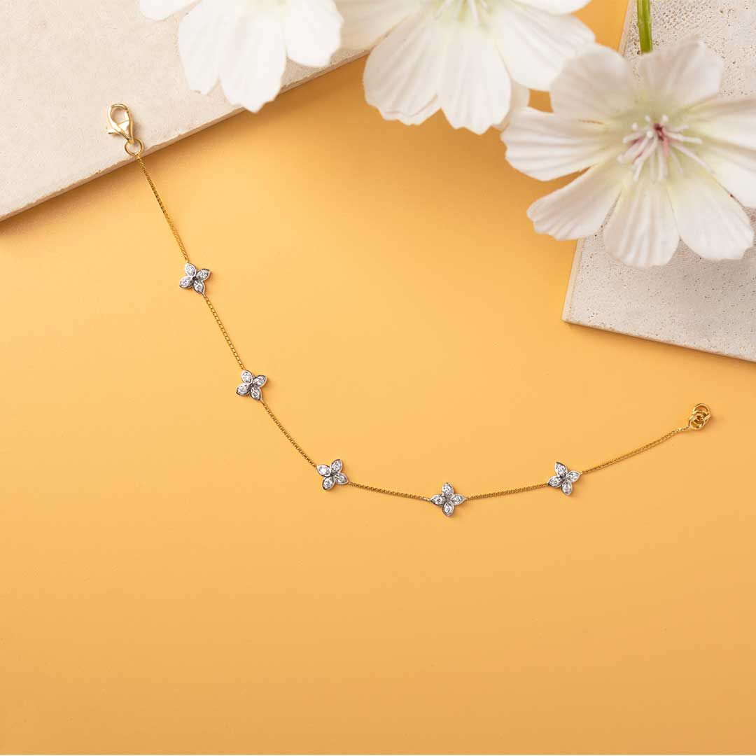 Soft Weave Flower Diamond Bracelet
