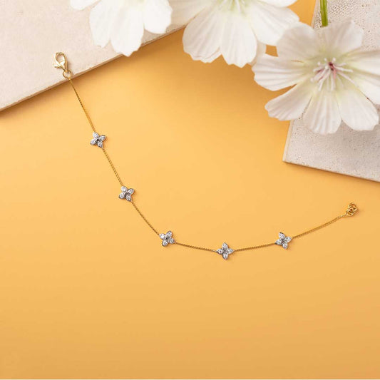 Soft Weave Flower Diamond Bracelet