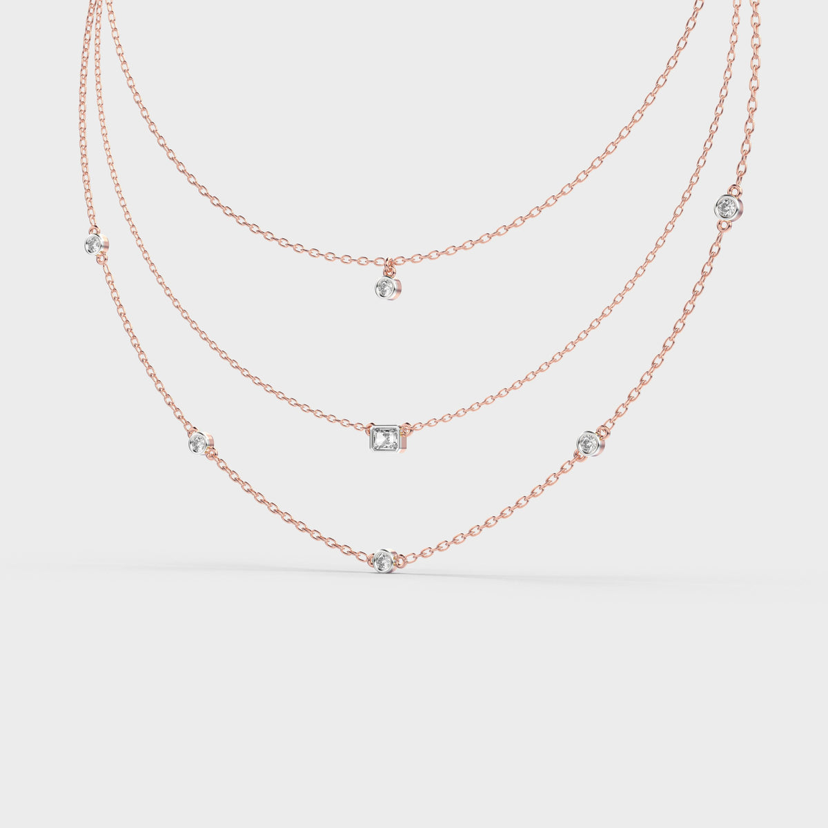 Three Layer Showcase Diamond Necklace
