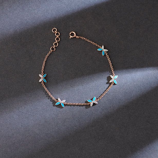 Fleur Butterfly Diamond Chain Bracelet