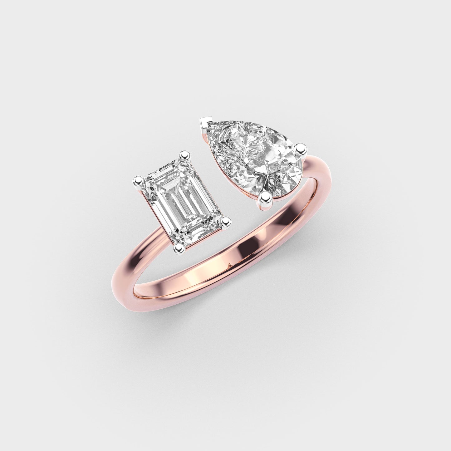 Toi Et Moi Emerald & Pear Diamond Ring - View 11