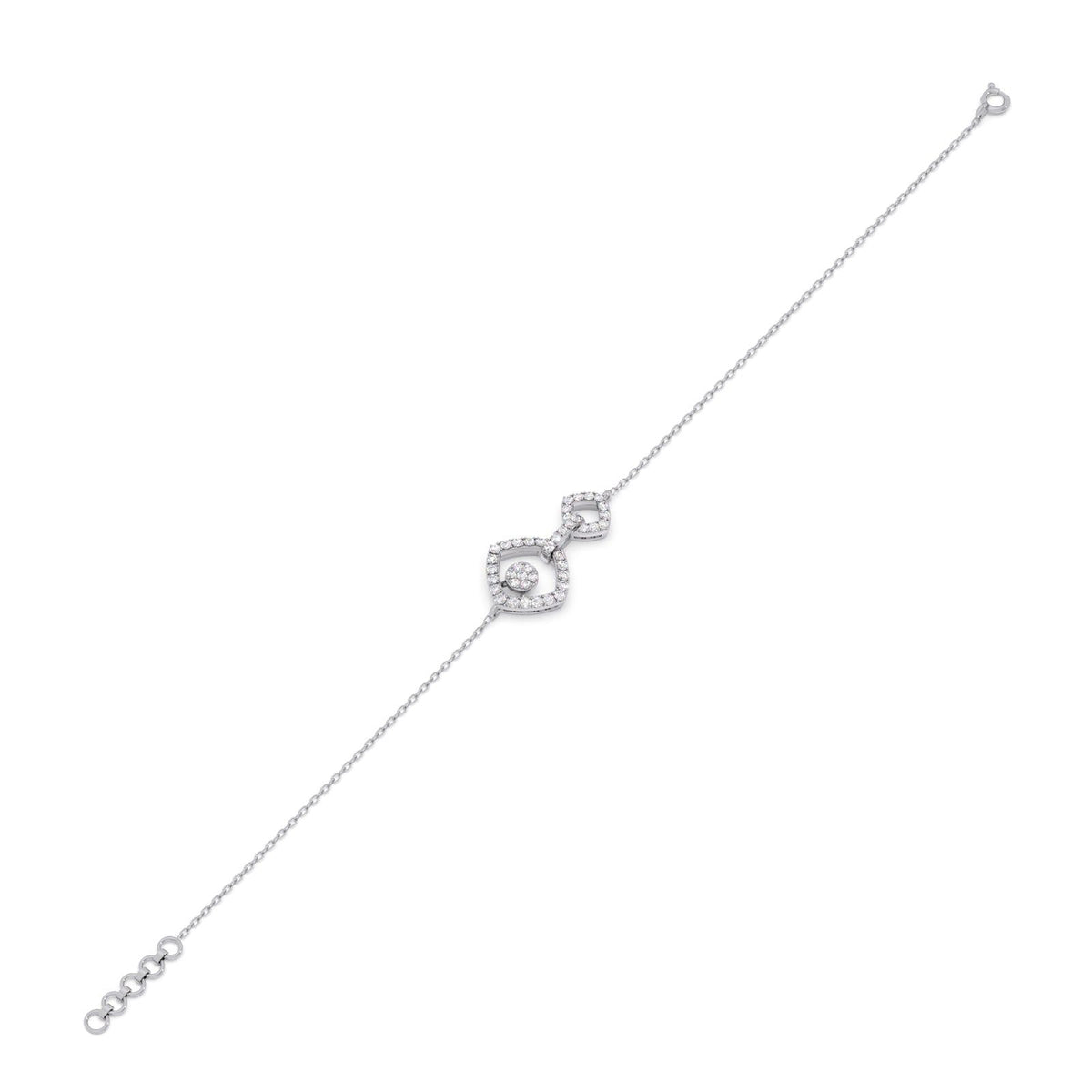Interlocking Geometric Shape Diamond Chain Bracelet
