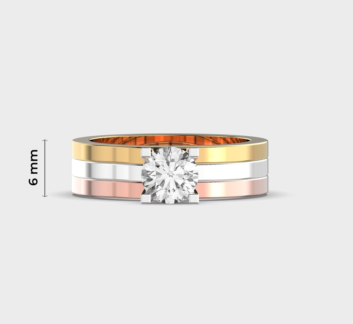 Dual Tone Square Diamond Band Ring - View 5