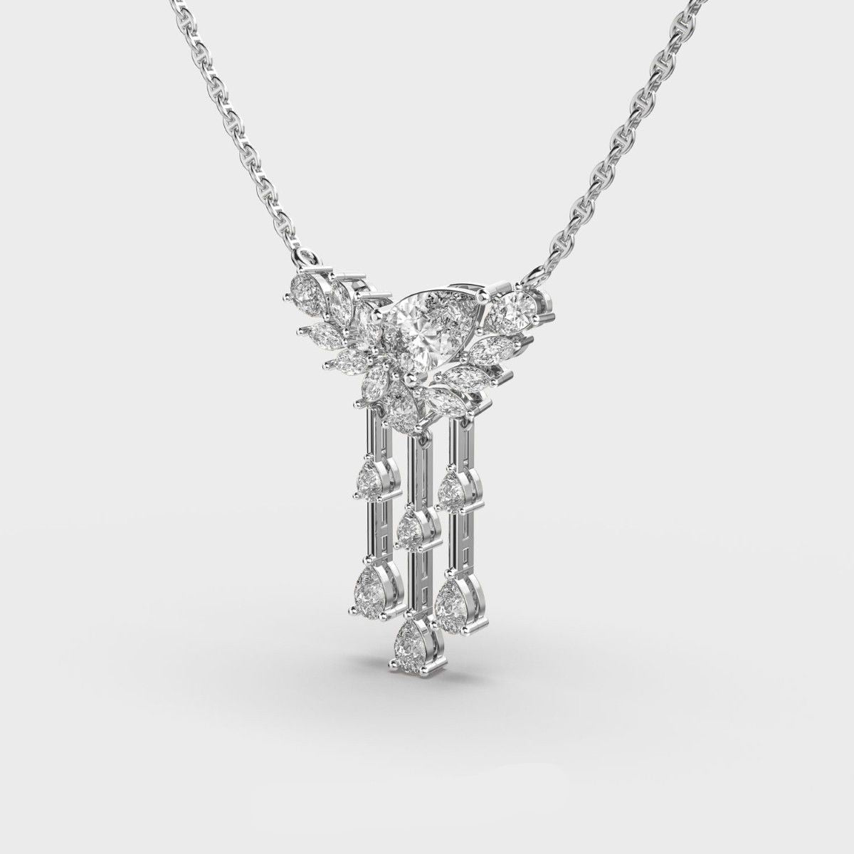 Mayura Pear Cut Diamond Necklace 