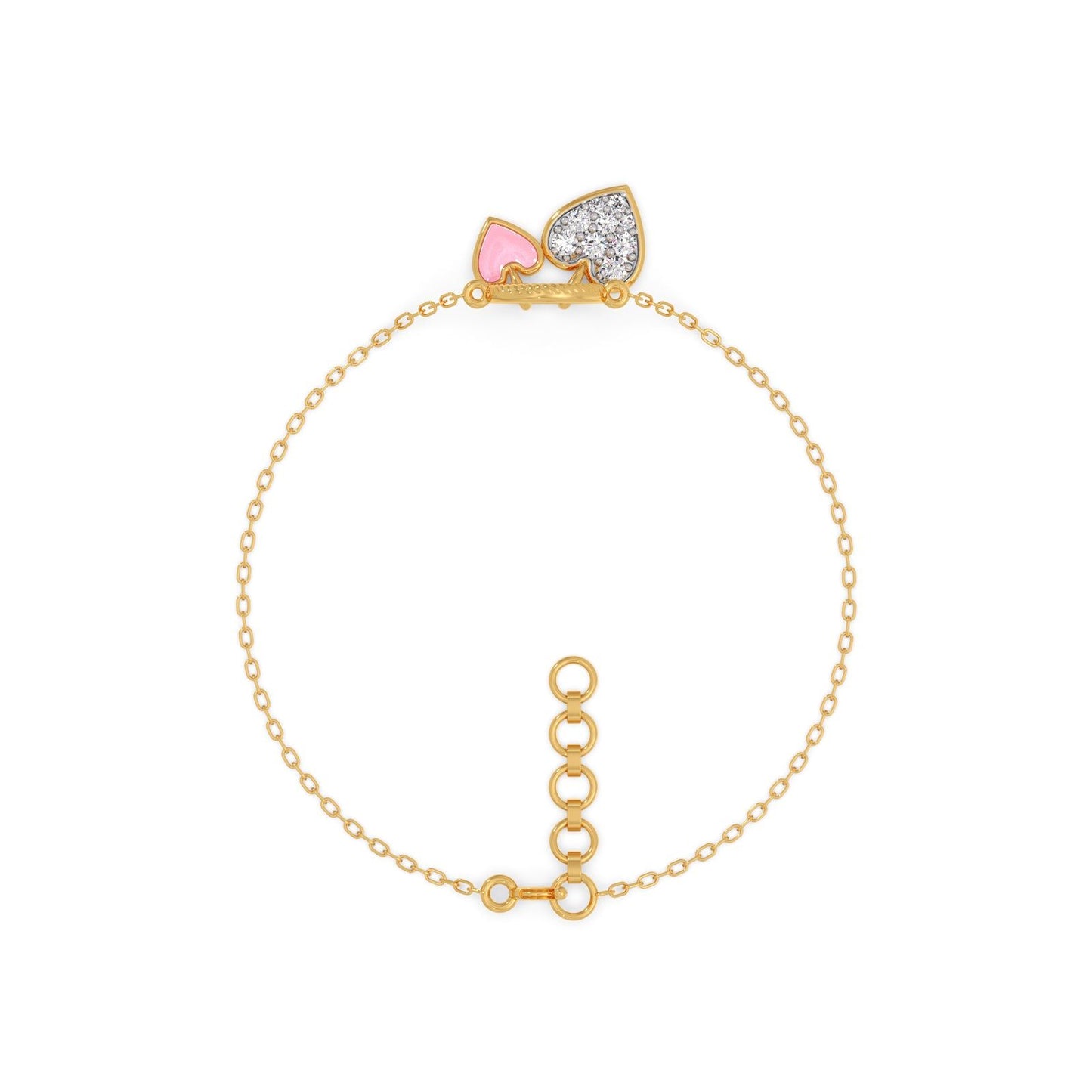 Twinkling Twin Hearts Diamond Kids Bracelet