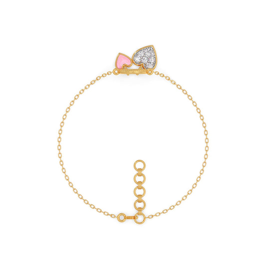 Twinkling Twin Hearts Diamond Kids Bracelet