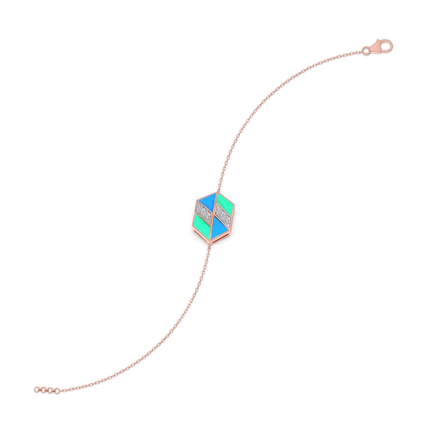 Hexora-Enamel Cobalt Diamond Chain Bracelet