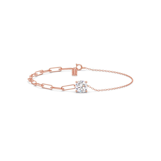 0.95 ct Round Solitaire Paperclip Chain Bracelet