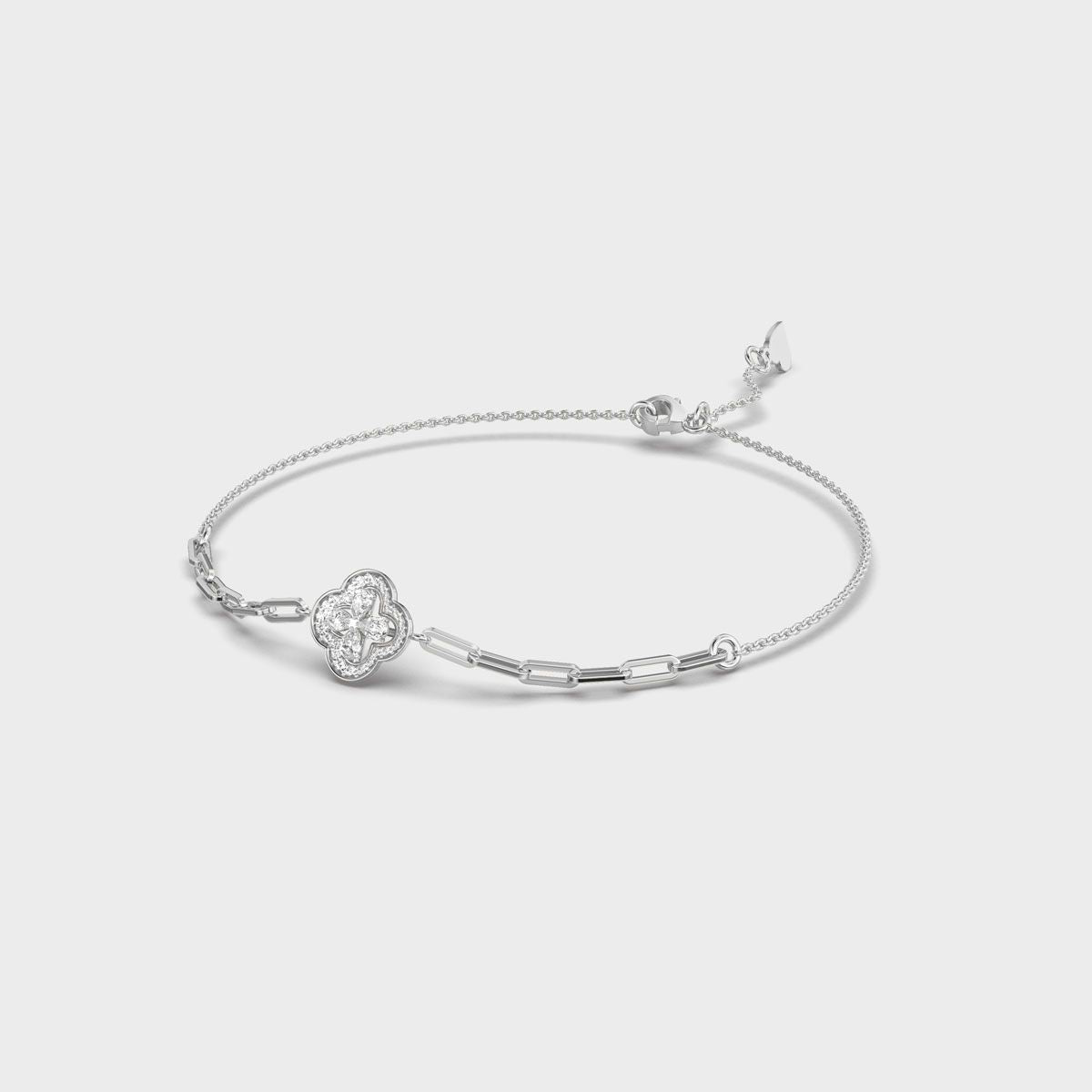 Clover Chain Linked Diamond Bracelet