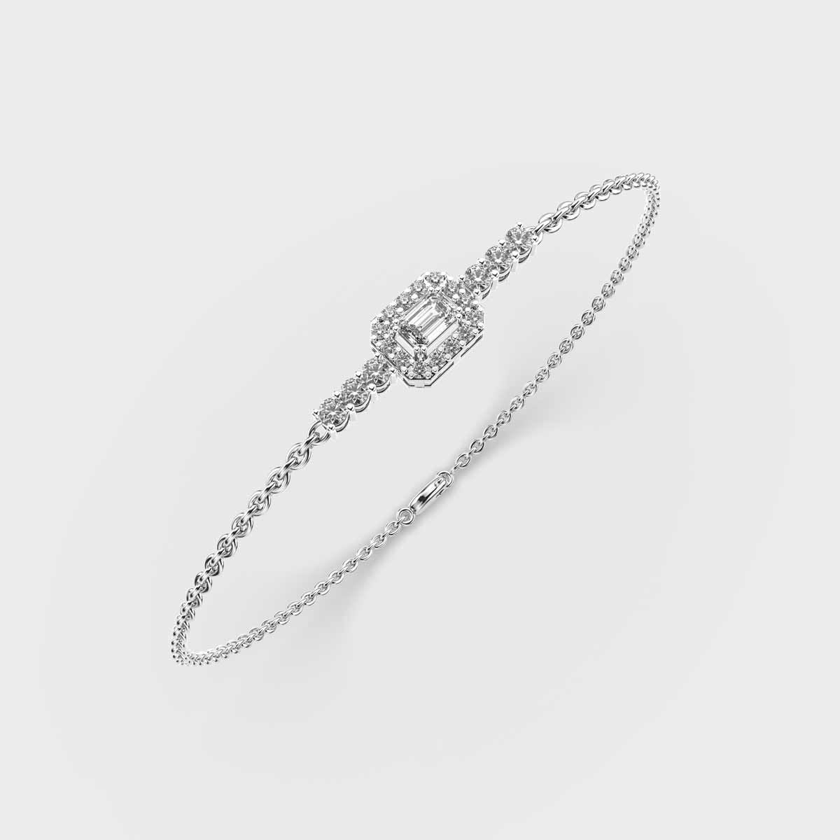 Edgy Halo Emerald Cut Diamond Bracelet