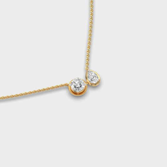 Twin Stone Bezel Diamond Necklace