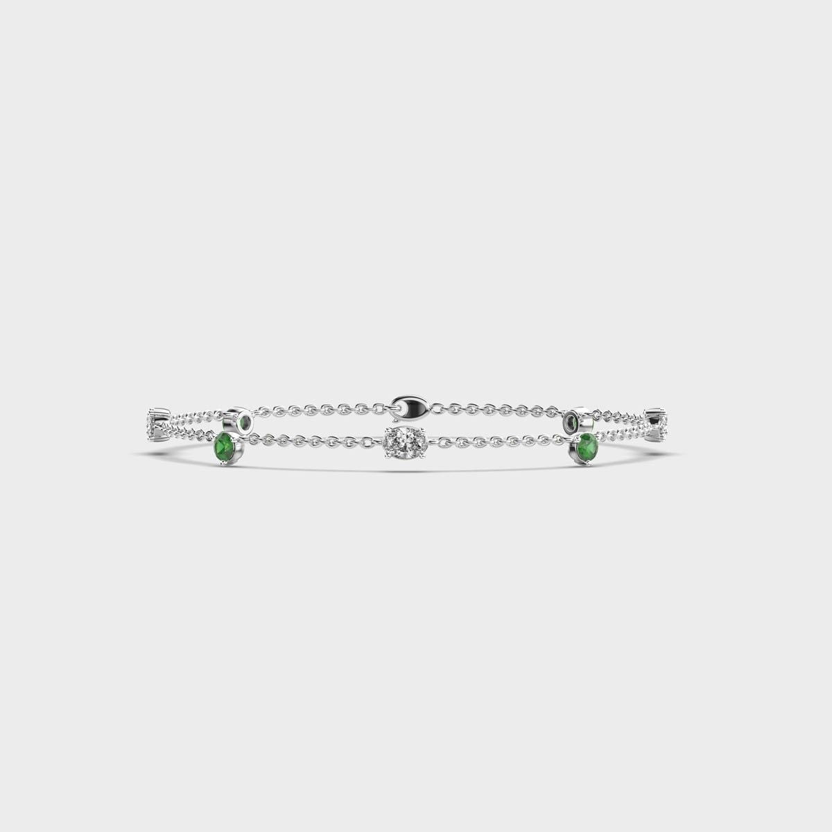 Minimal Artemis Green Dot Stone Diamond Bracelet