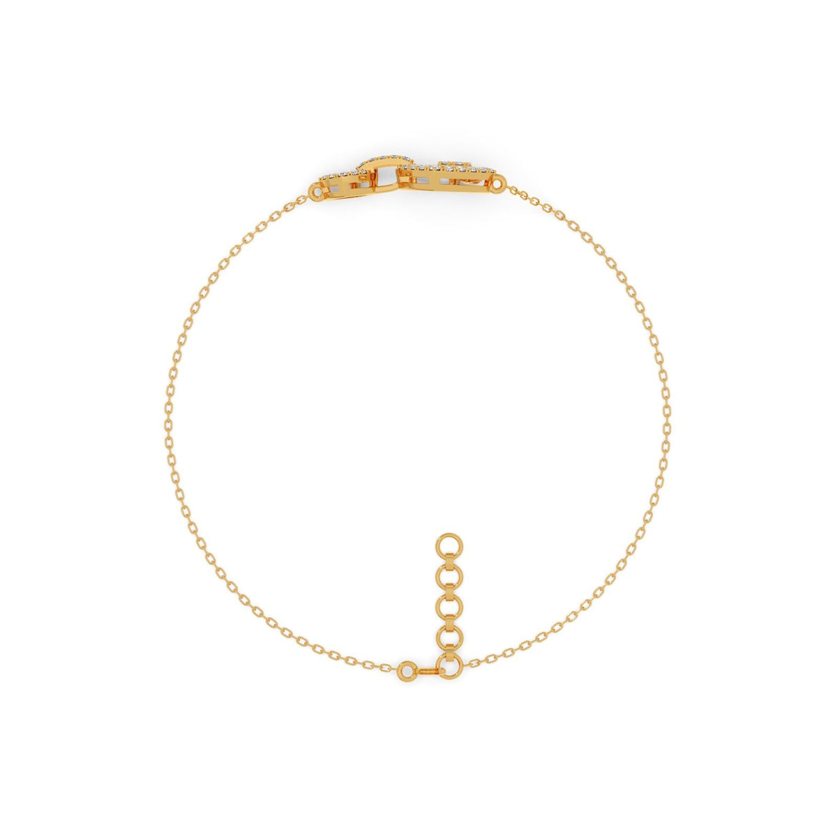 Interlocking Geometric Shape Diamond Chain Bracelet
