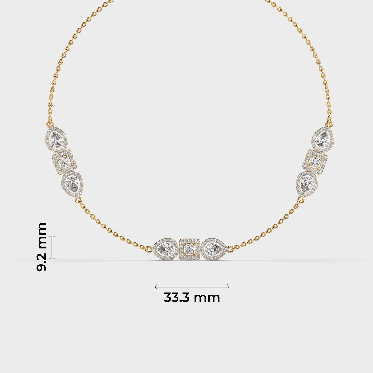 Three Stones Chained Diamond Necklace