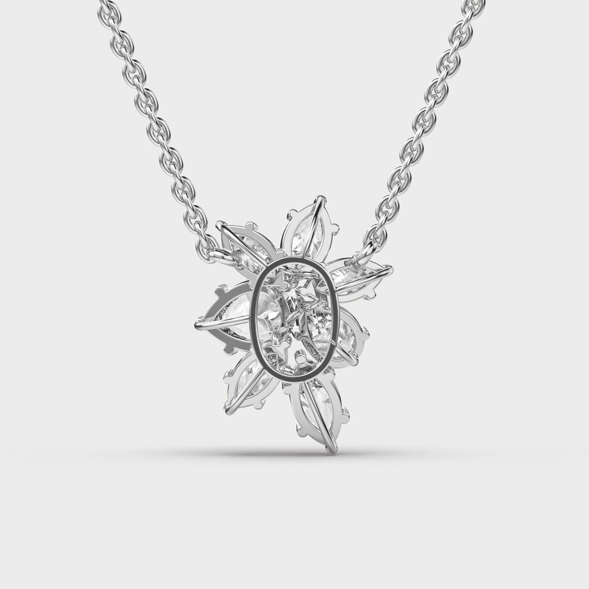 Cluster Flower Marquise Diamond Necklace