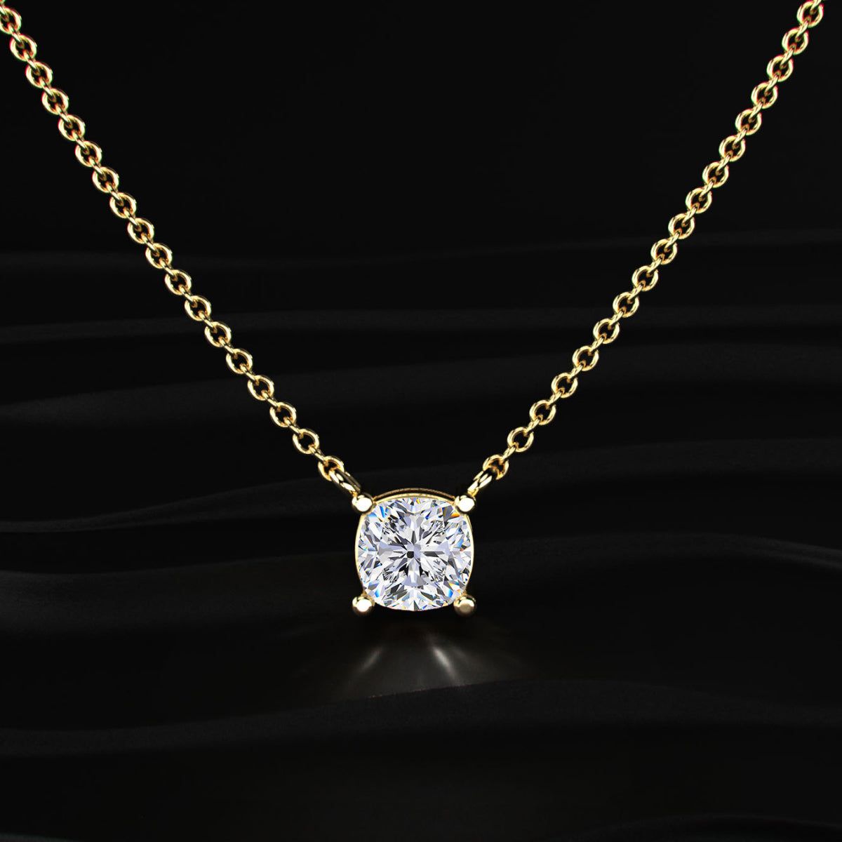Cushion Cut Diamond Solitaire Necklace