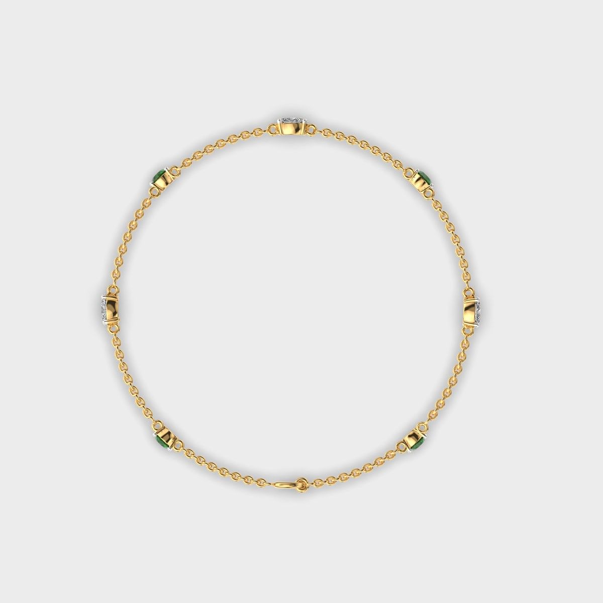 Minimal Artemis Green Dot Stone Diamond Bracelet