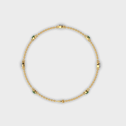 Minimal Artemis Green Dot Stone Diamond Bracelet