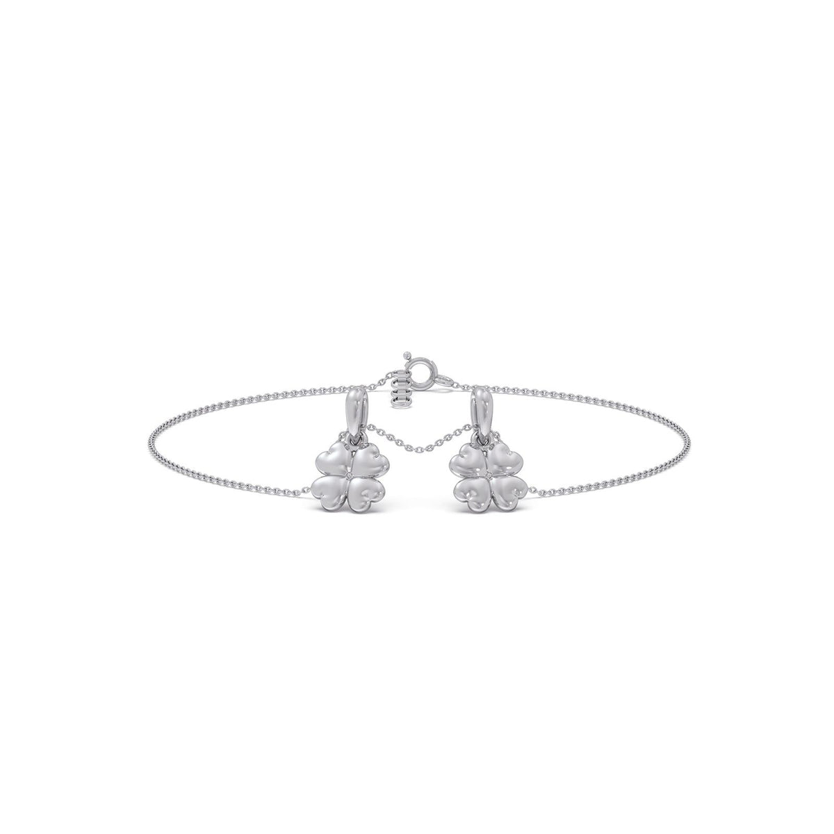 Floral Charms Plain Gold Chain Bracelet